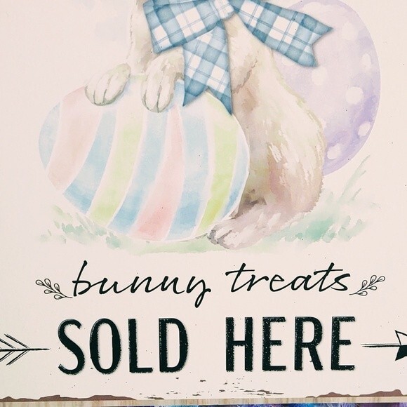 Hand Crafted Easter Bunny Egg Pastel Fabric Rag Wreath, Easter Egg Farms Sign - Picture 9 of 14